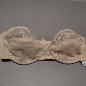 VINTAGE 36B BEIGE GELMART STRAPLESS UNDERWIRE BRA-PIN UP SEXY